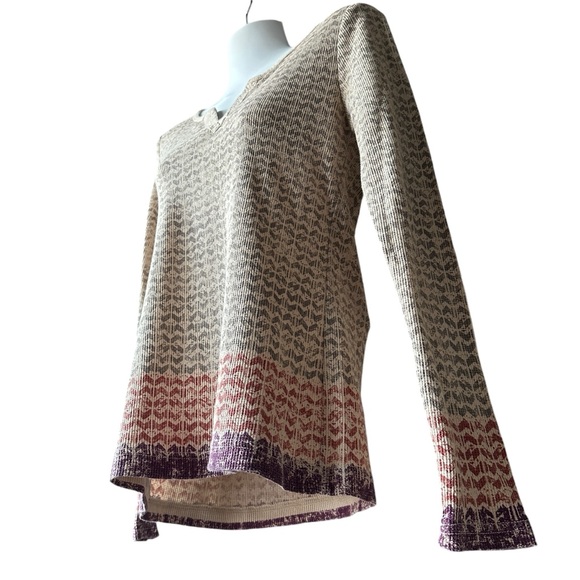 Eddie Bauer Thermal Waffle Knit Chevron Multicolored Pattern (S) - Picture 1 of 10